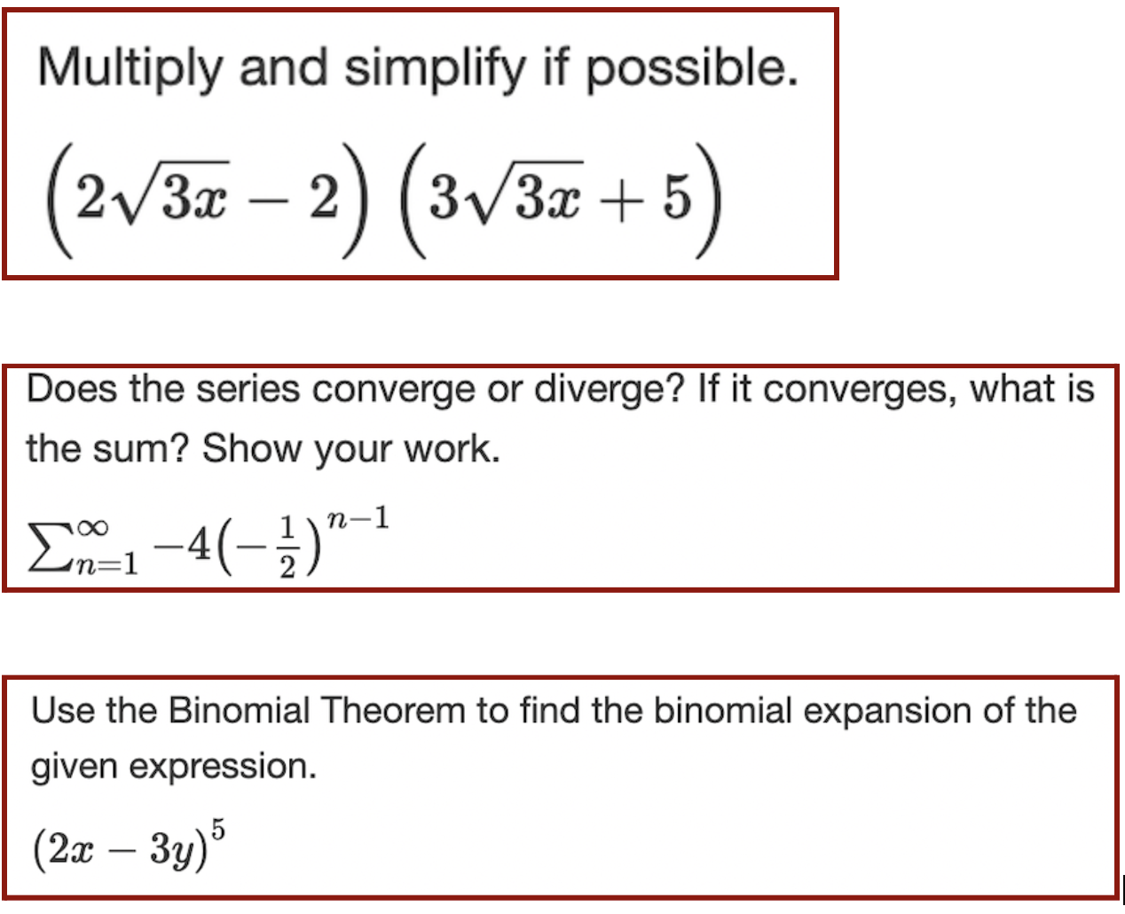 Multiply and simplify if possible. Does the
