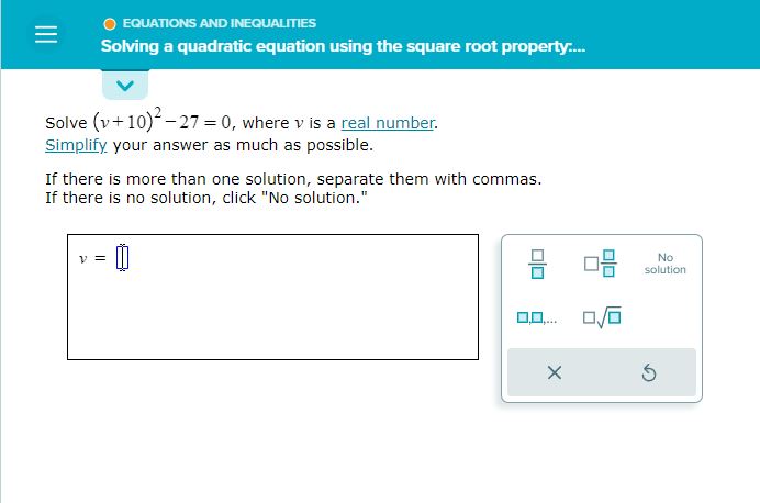 module is equations and inequalities, topic is