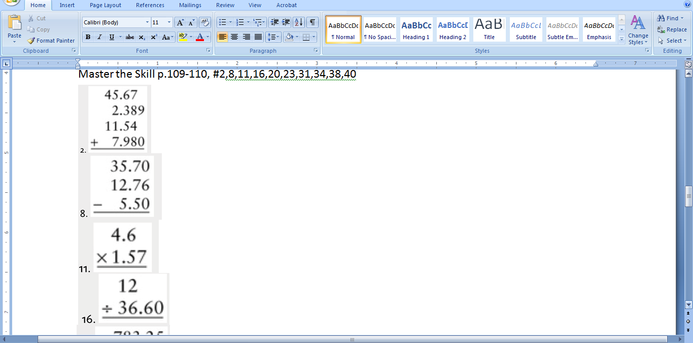 Home Insert Page Layout References Mailings