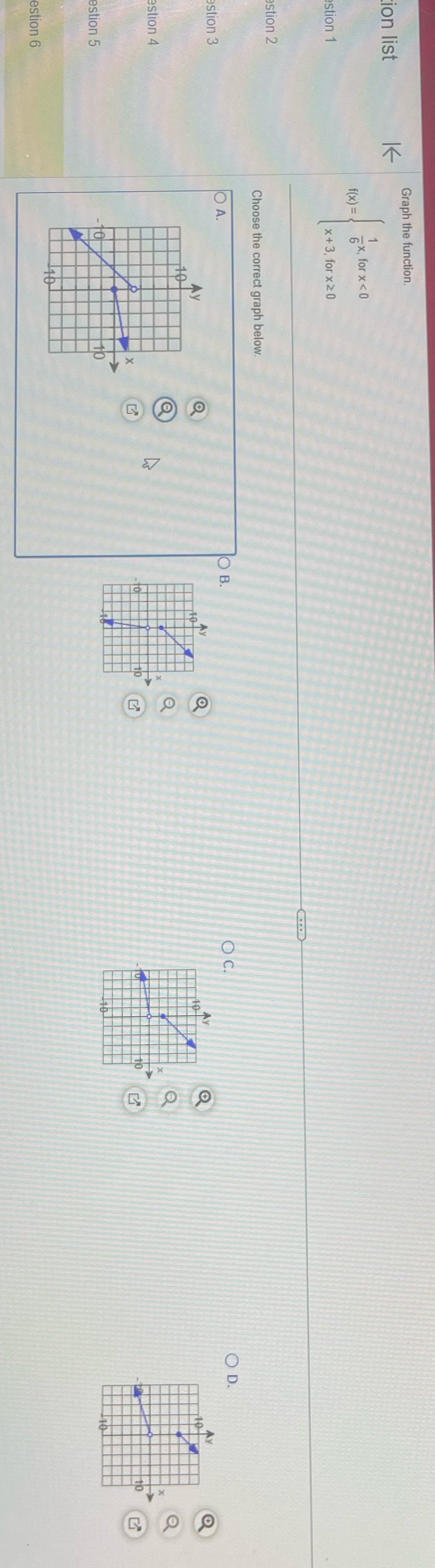 Graph the function. ion list V f ( x ) = 5 X ,