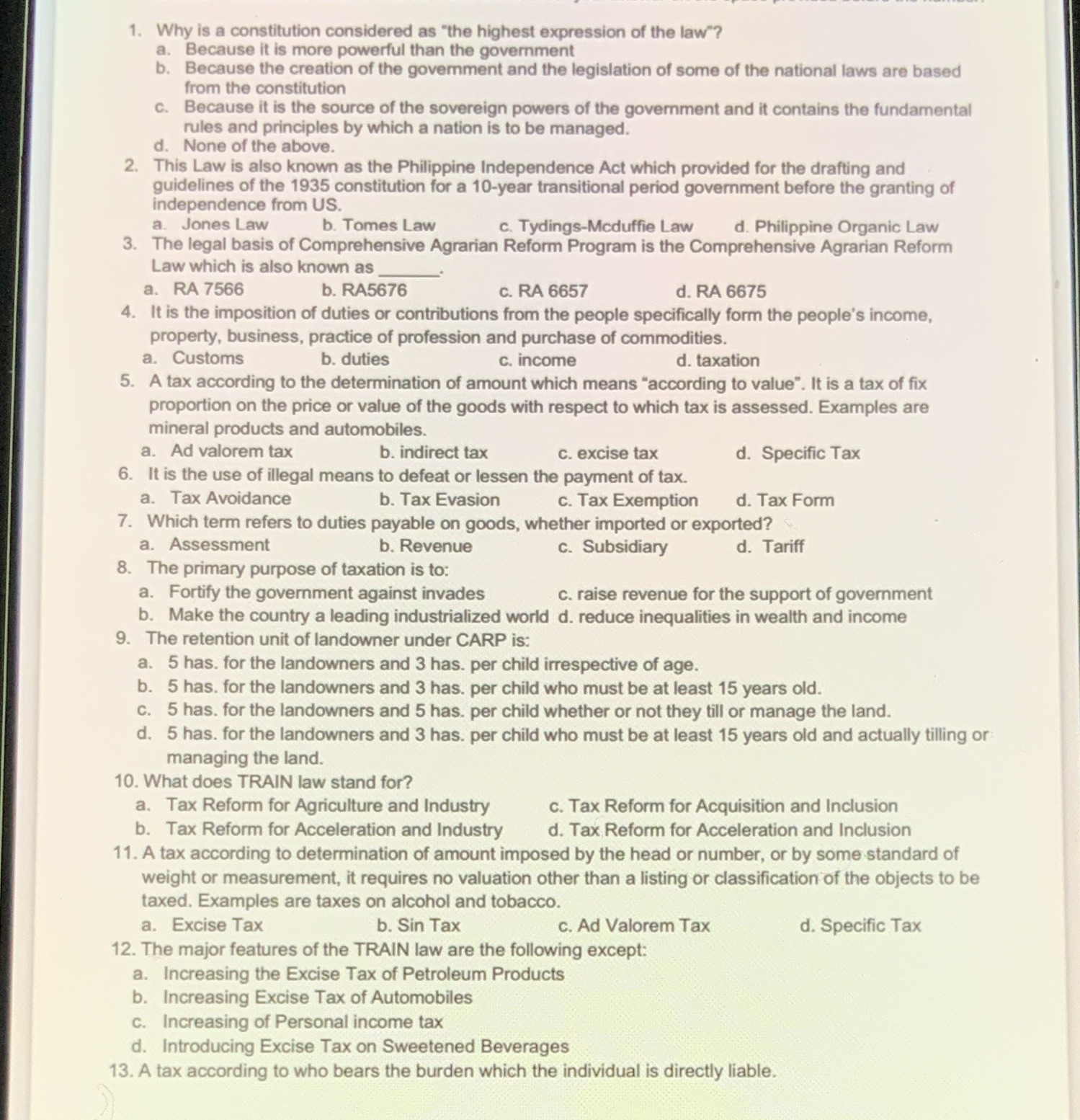 1. Why is a constitution considered as "the