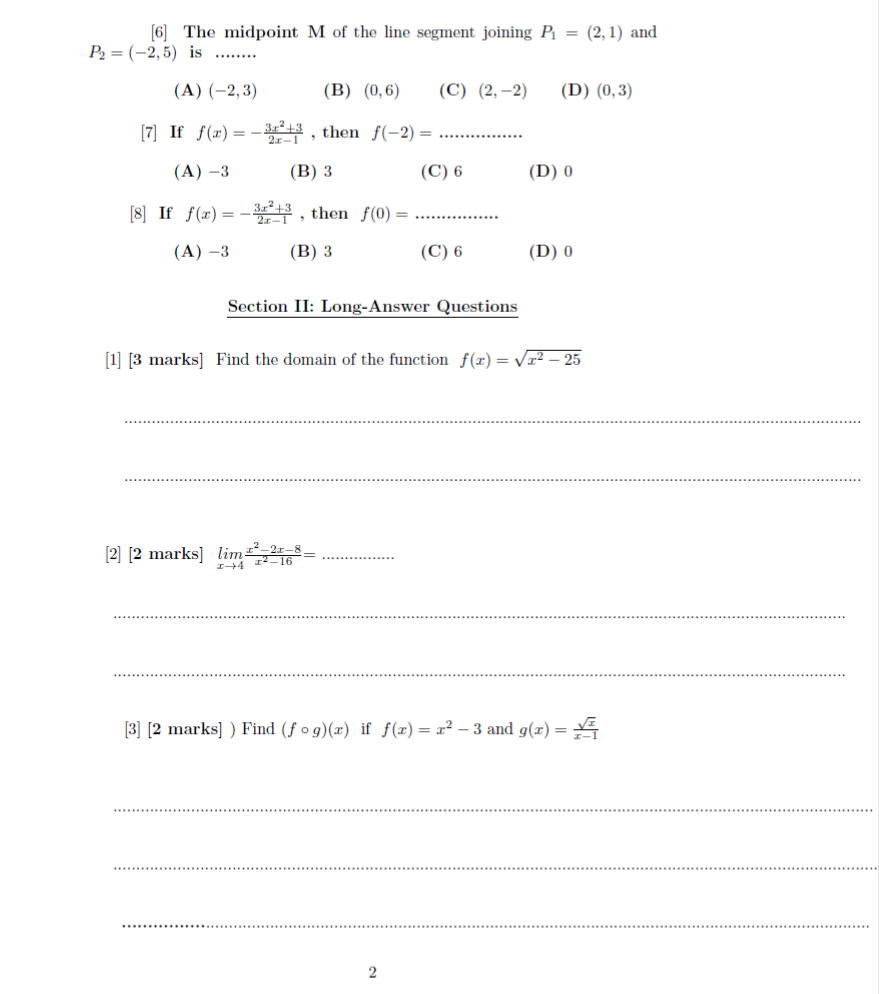 Section I: Multiple-Choice Questions[3 x [marks]
