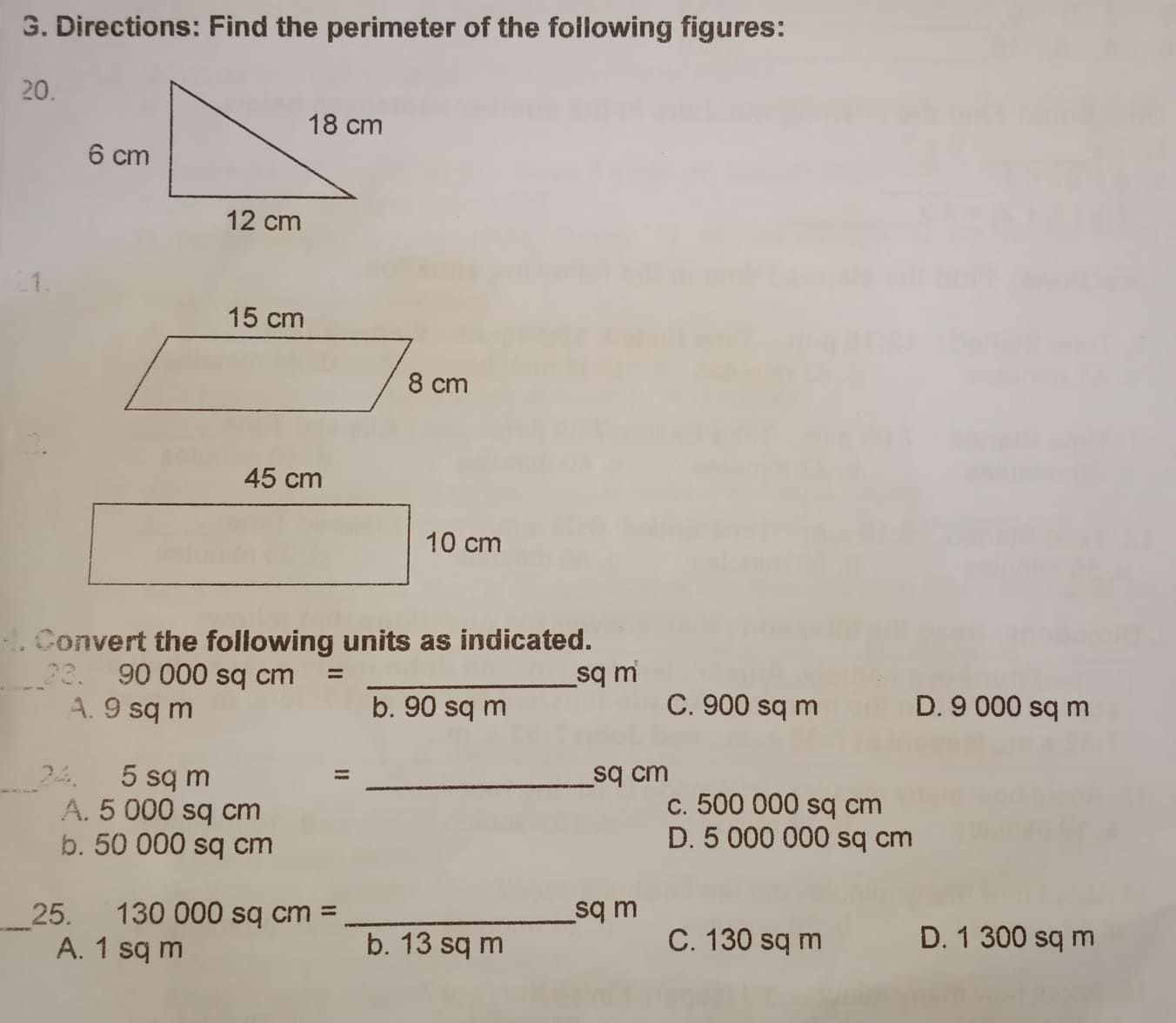 Answer and solve the following questions. A. B.
