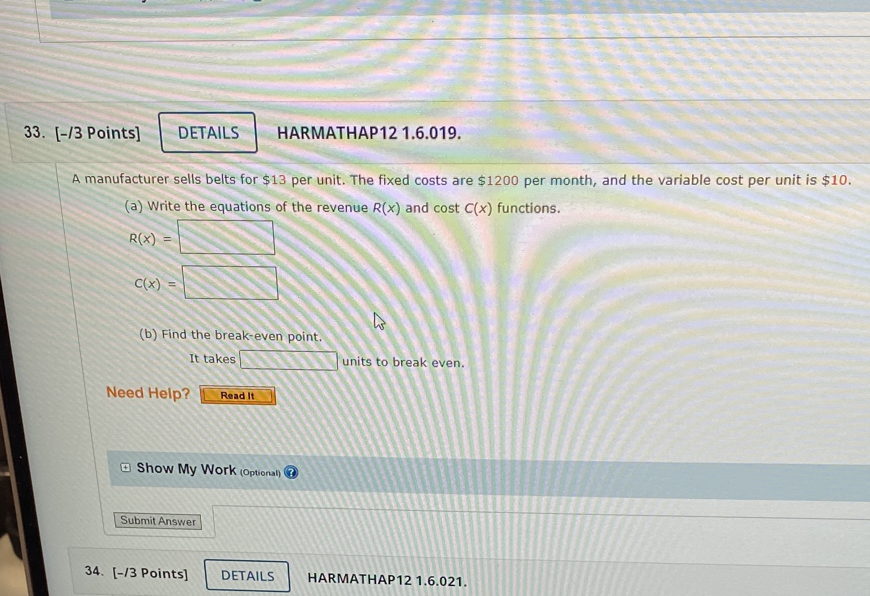 33. [-/3 Points] DETAILS HARMATHAP 12 1.6.019. A