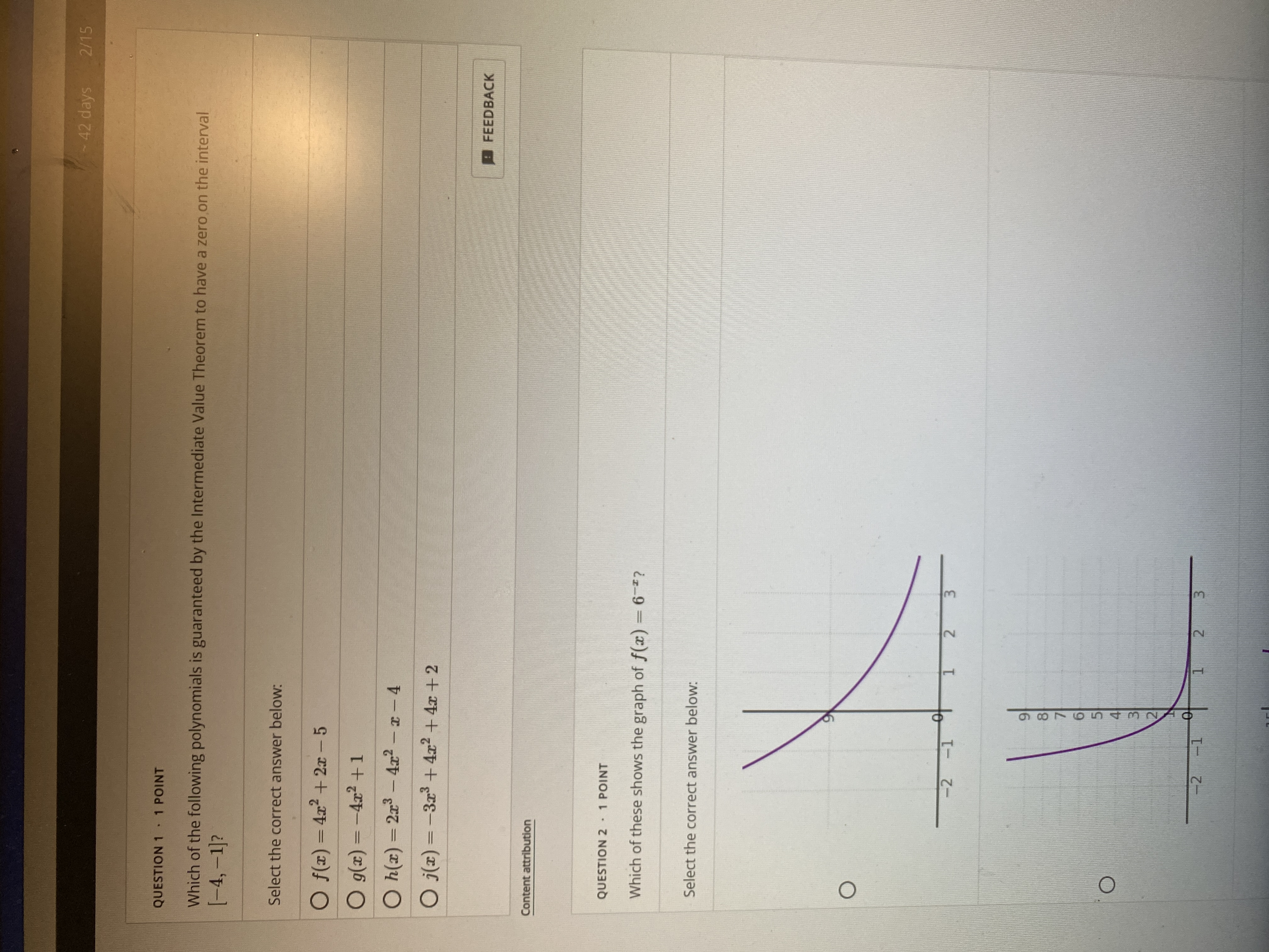 \f- 42 days 2/1 QUESTION 12 . 1 POINT Find the