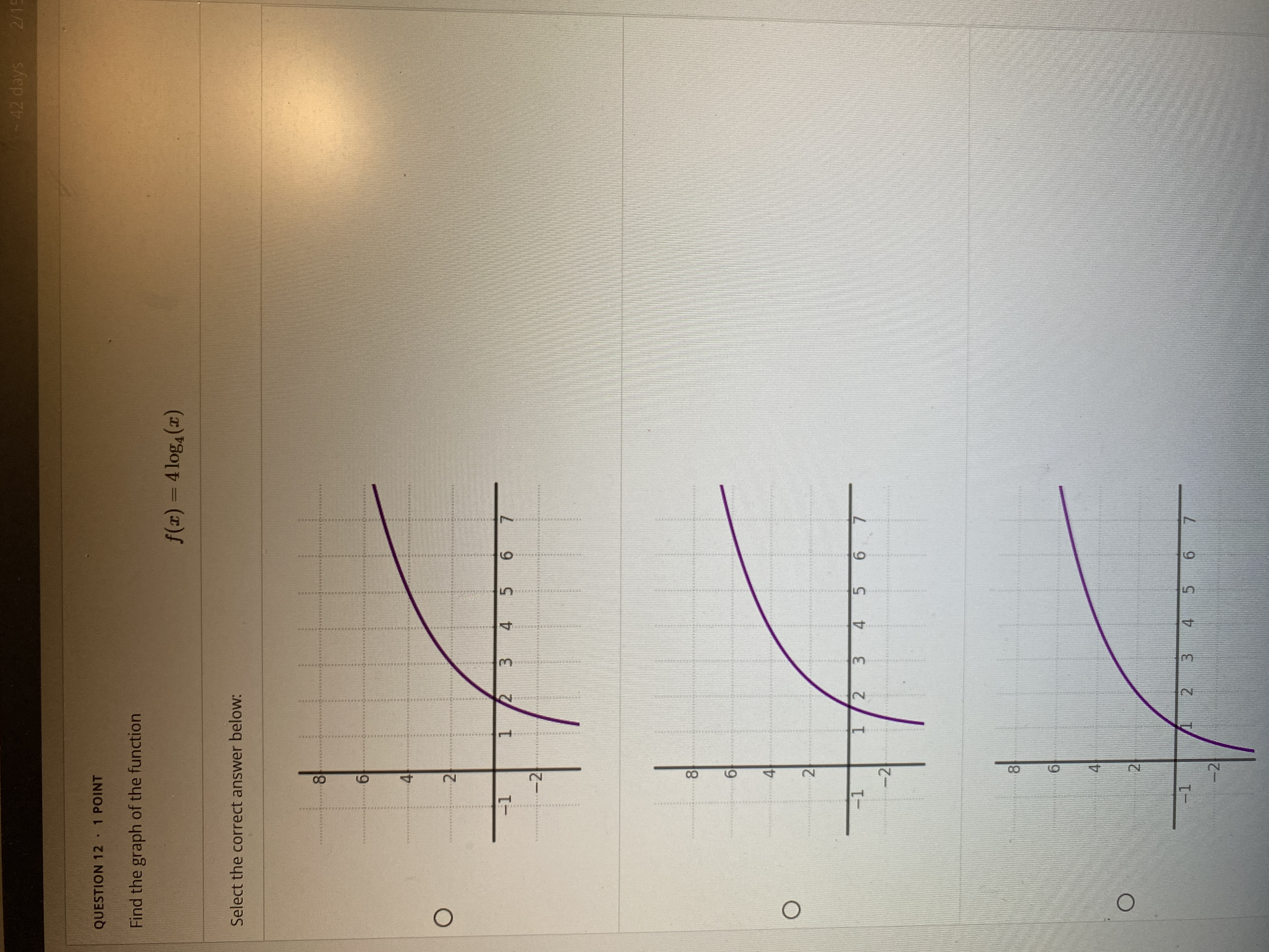 \f- 42 days 2/1 QUESTION 12 . 1 POINT Find the
