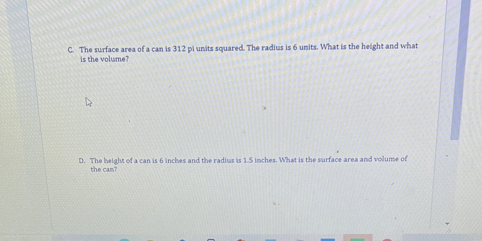 Surface Area & Volume C. The surface area of a