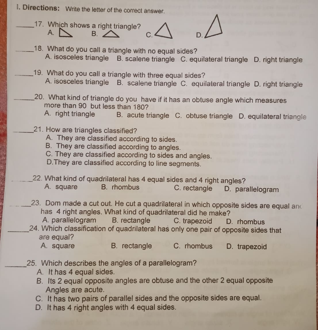 Answer and solve the following questions. A. B.