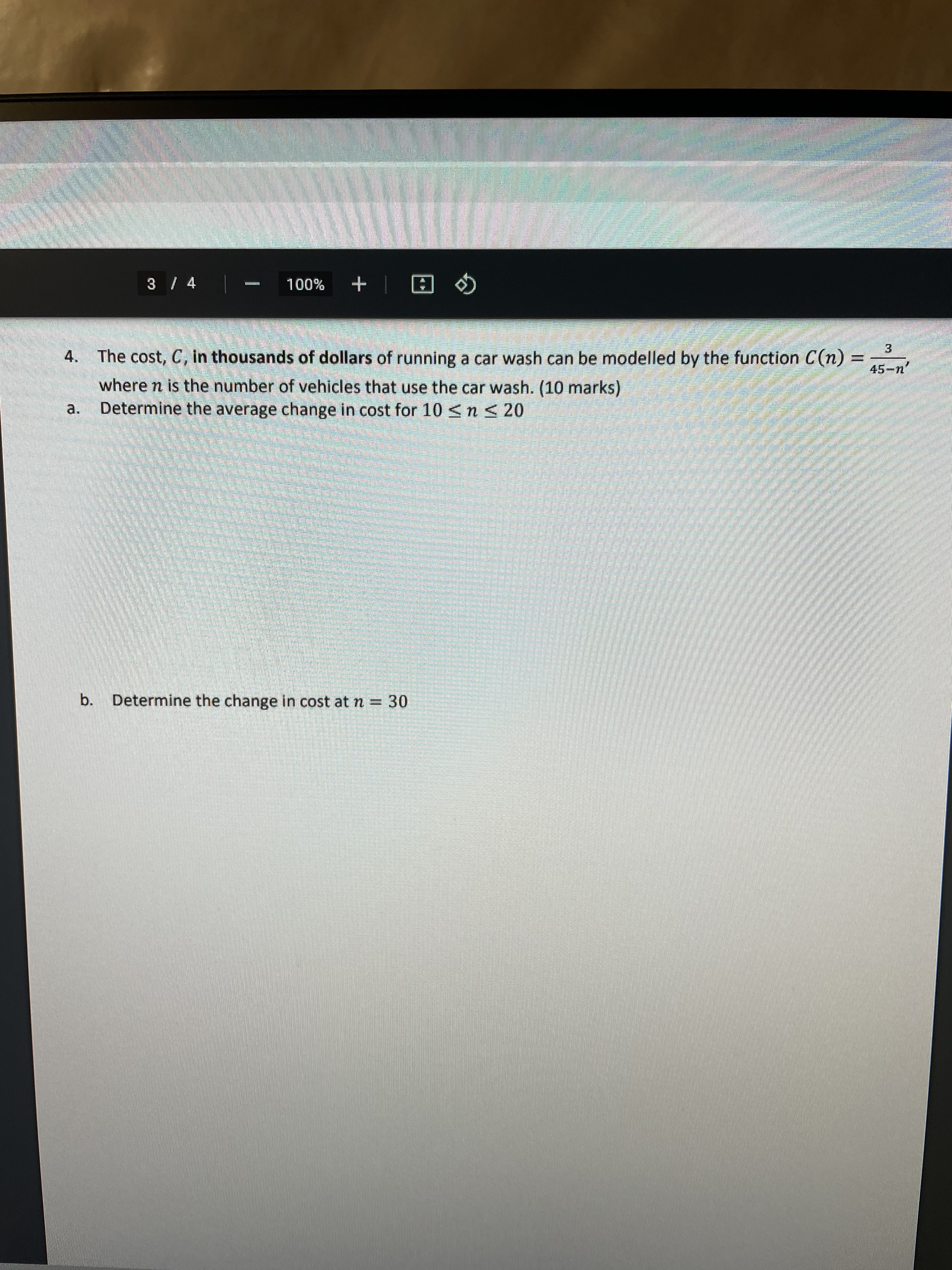 3 /4 100% + 4. The cost, C, in thousands of