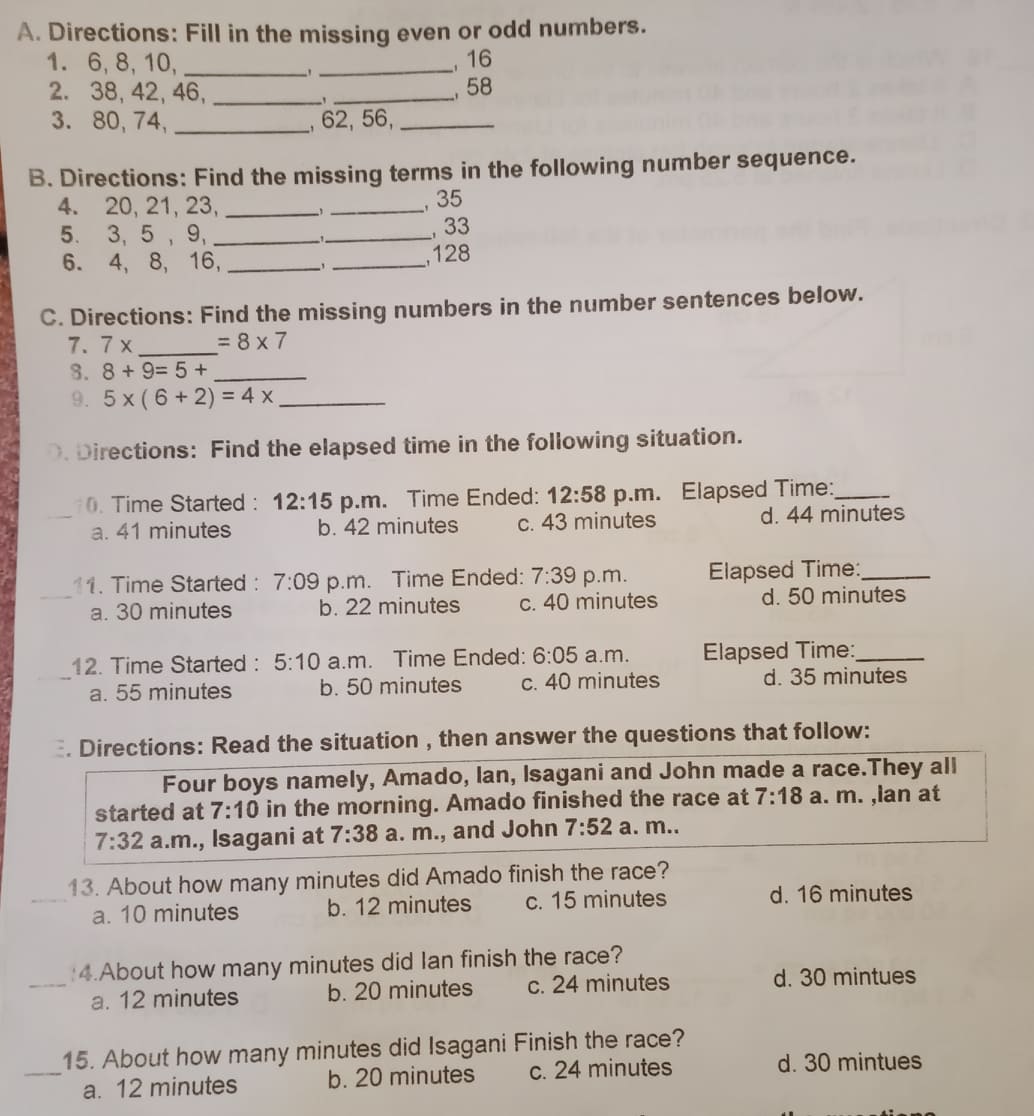 Answer and solve the following questions. A. B.