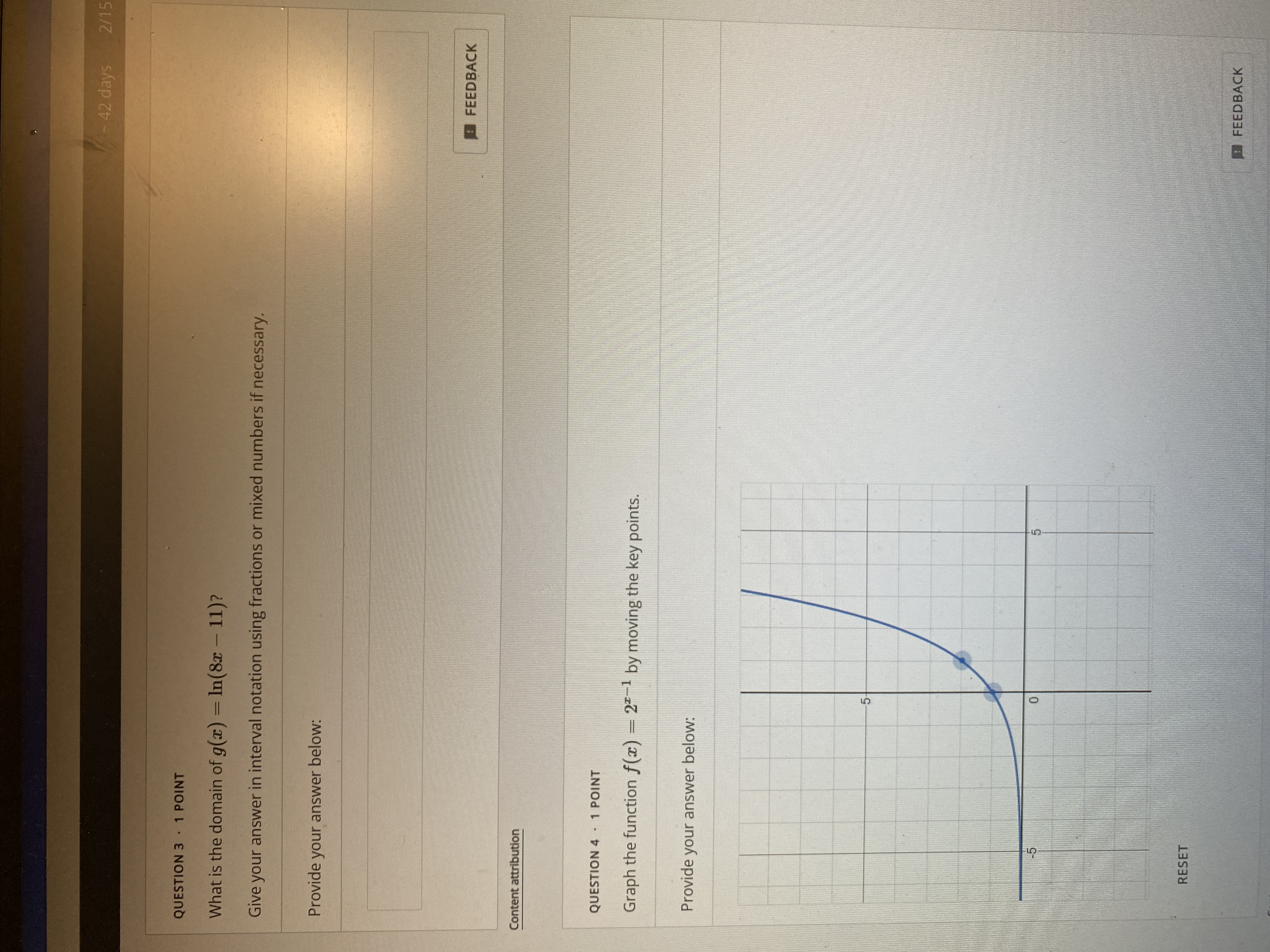 \f- 42 days 2/1 QUESTION 12 . 1 POINT Find the