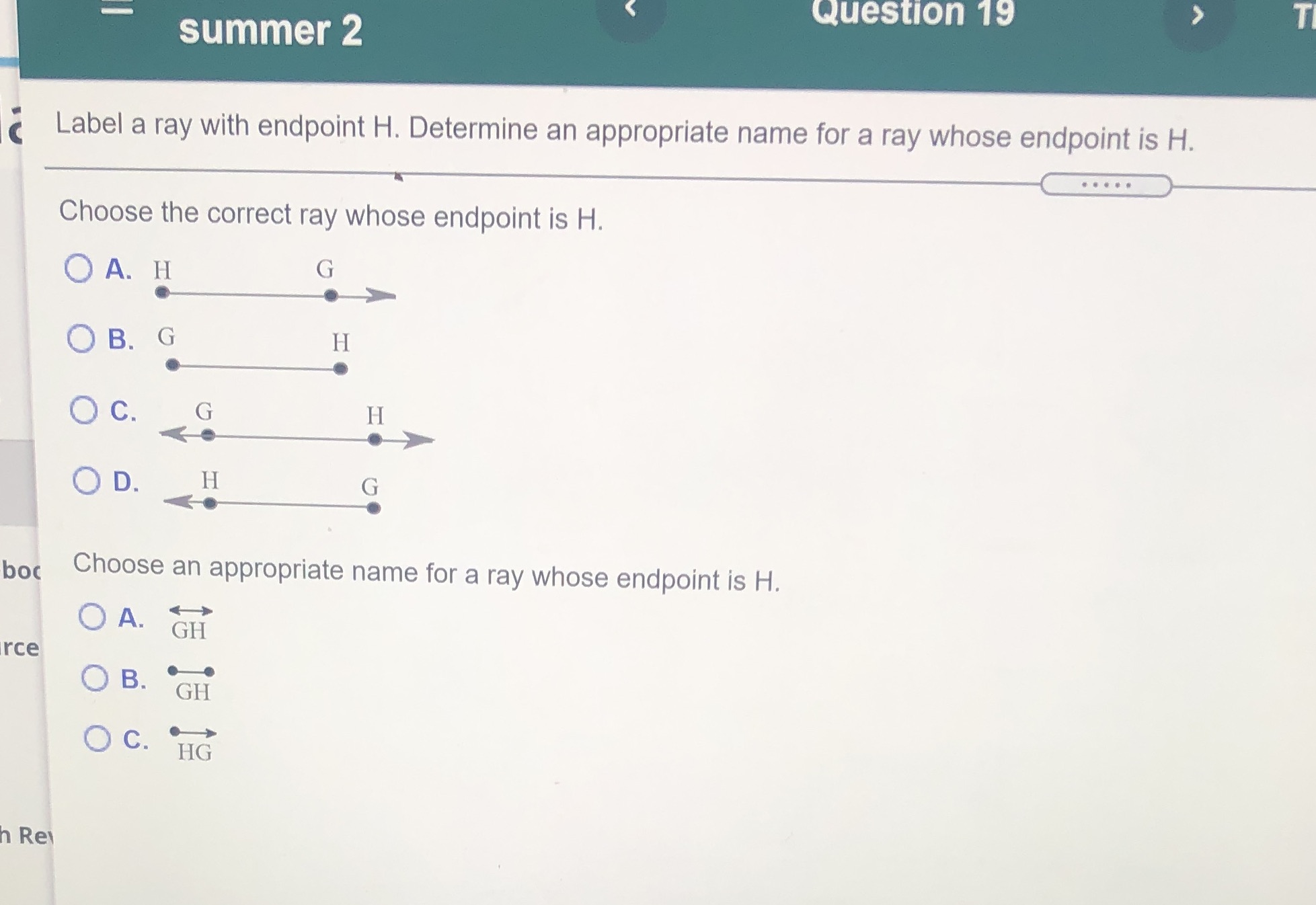 CUES lO ' _ summer 2 ii Label a ray with
