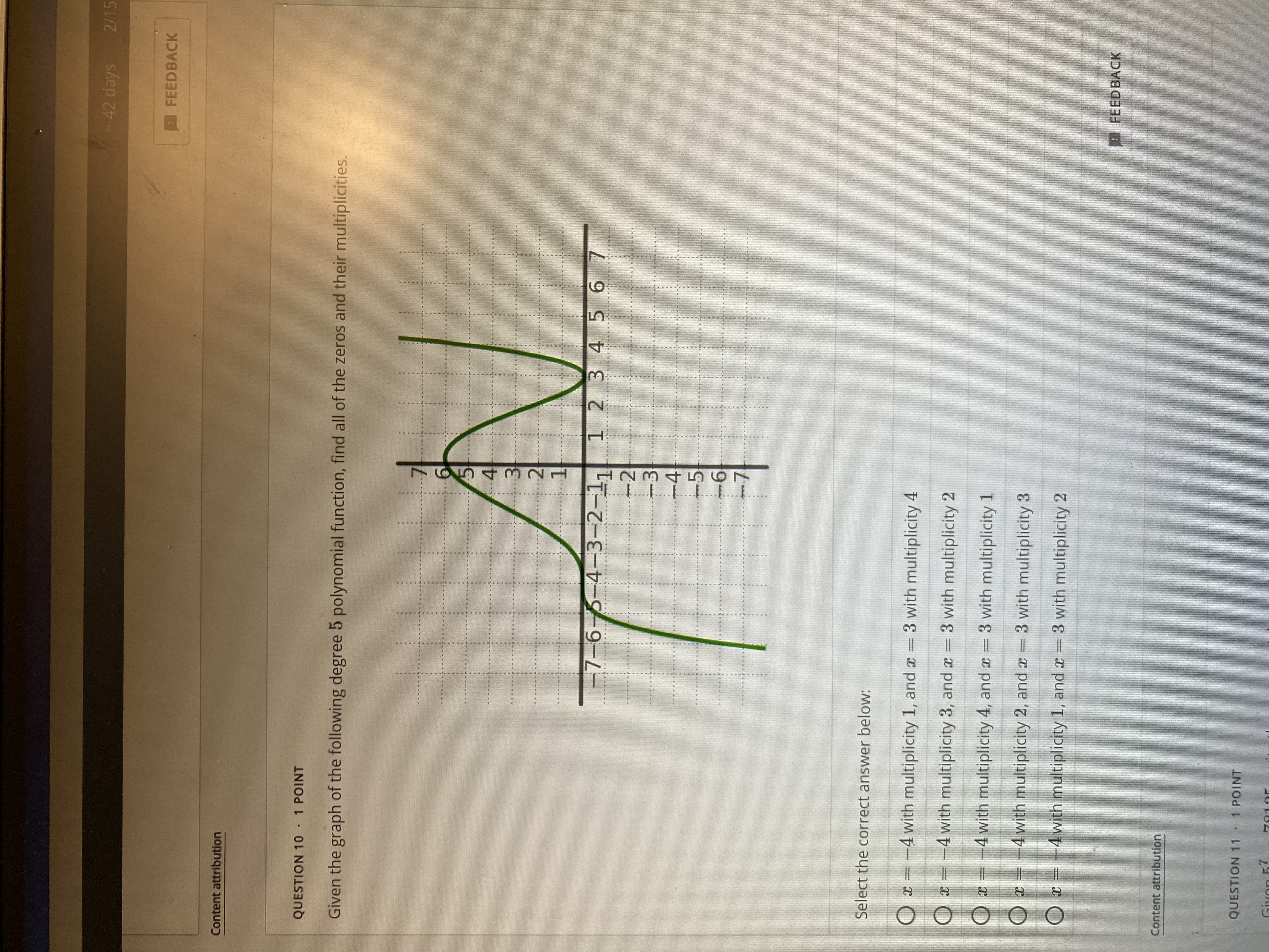 \f- 42 days 2/1 QUESTION 12 . 1 POINT Find the