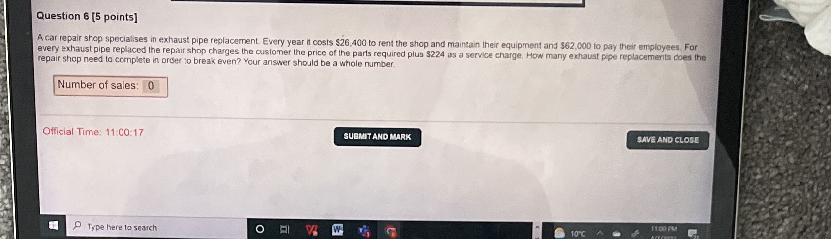 Question 6 [5 points] A car repair shop