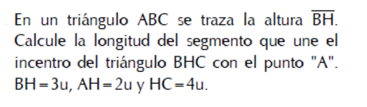 En un triangulo ABC se traza la altura BH Calcule