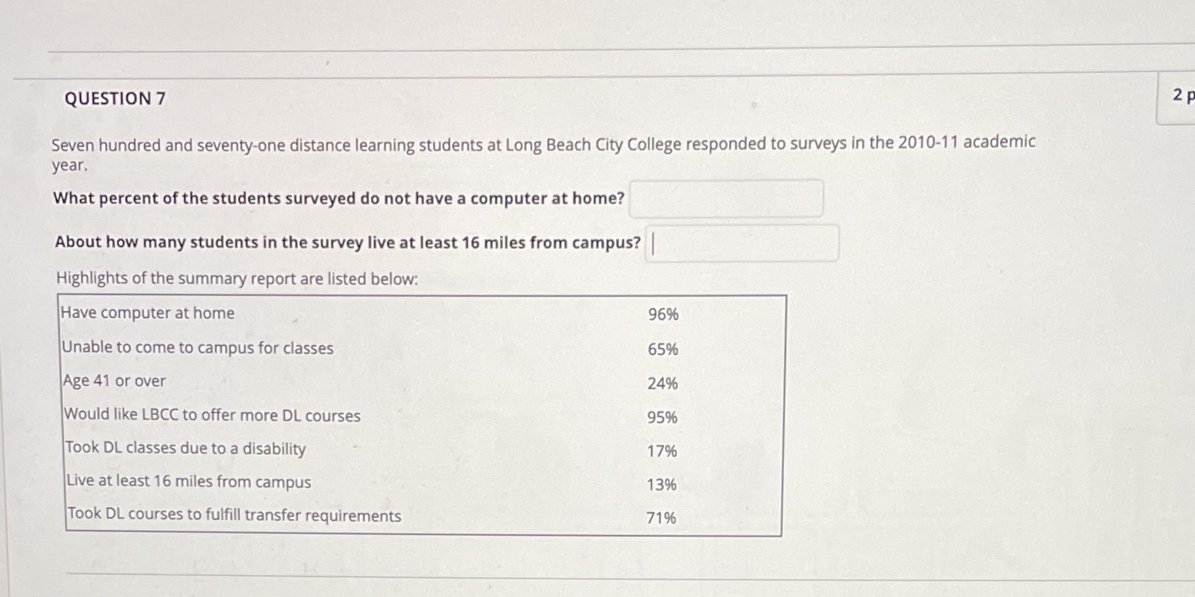 QUESTION 7 2 p Seven hundred and seventy-one