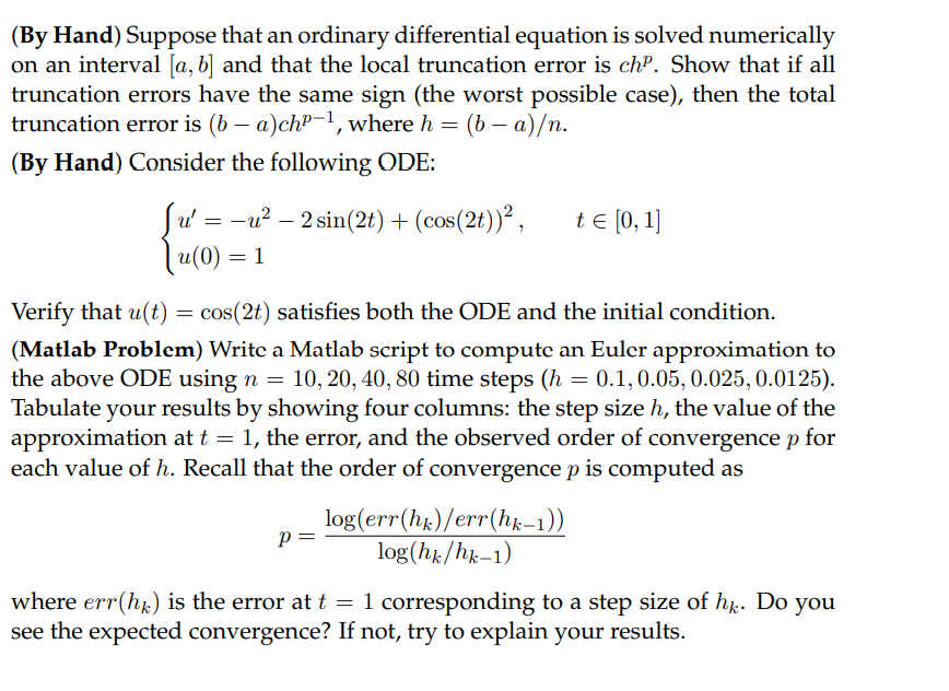 Please answer and include matlab code (By Hand)