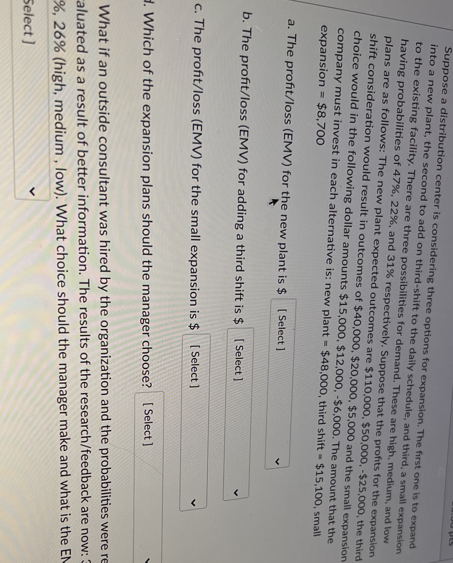 Help on this one Suppose a distribution center is