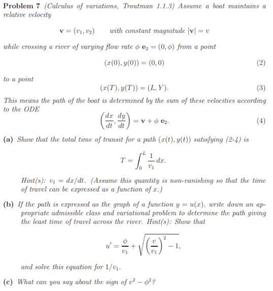 Problem 7 (Calculus of variations, Troutman