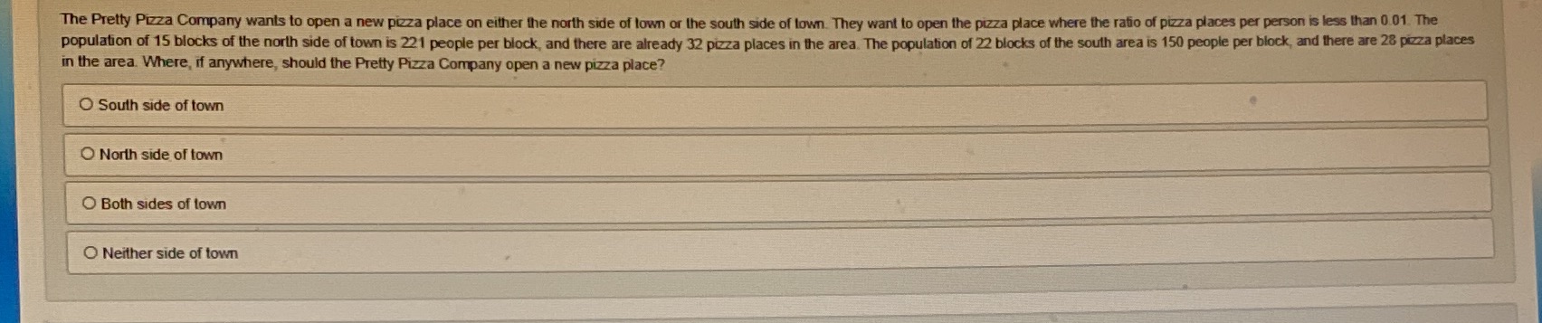 The Pretty Pizza Company wants to open a new