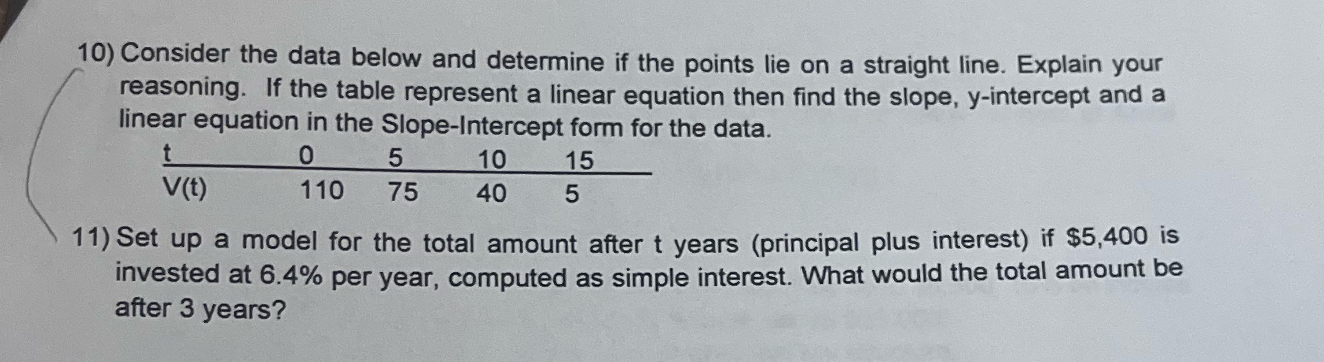 Please answer 10 and 11 10) Consider the data