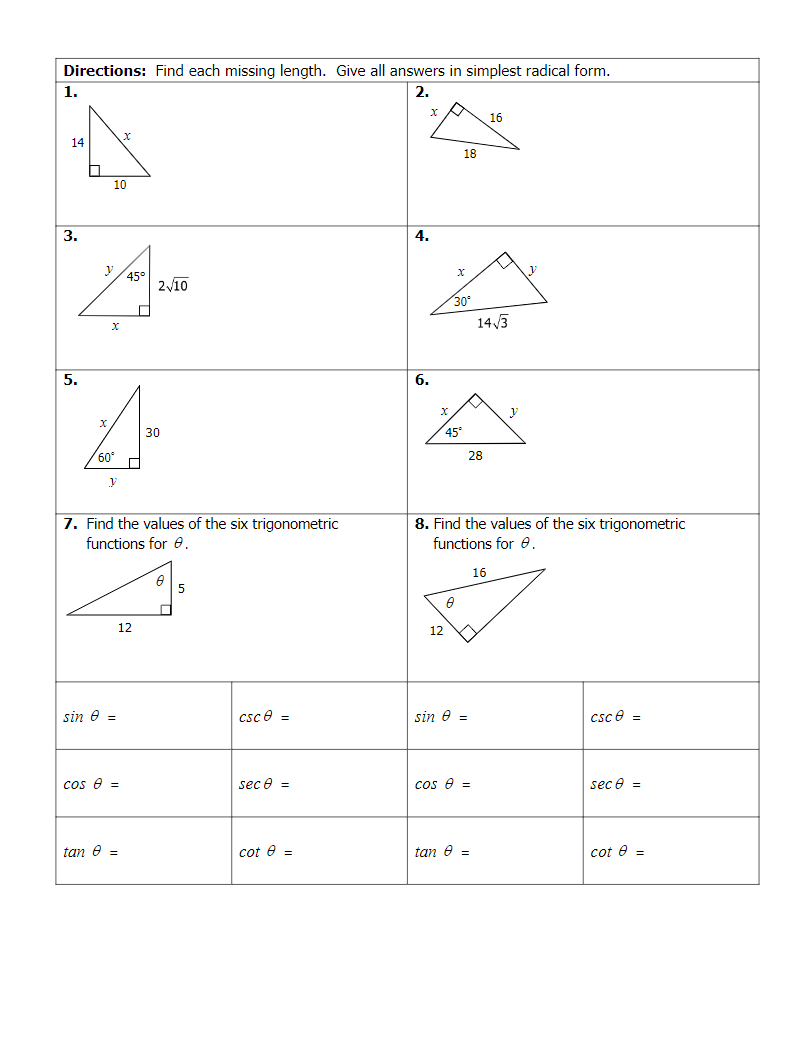 Directions: Find each missing length. Give all