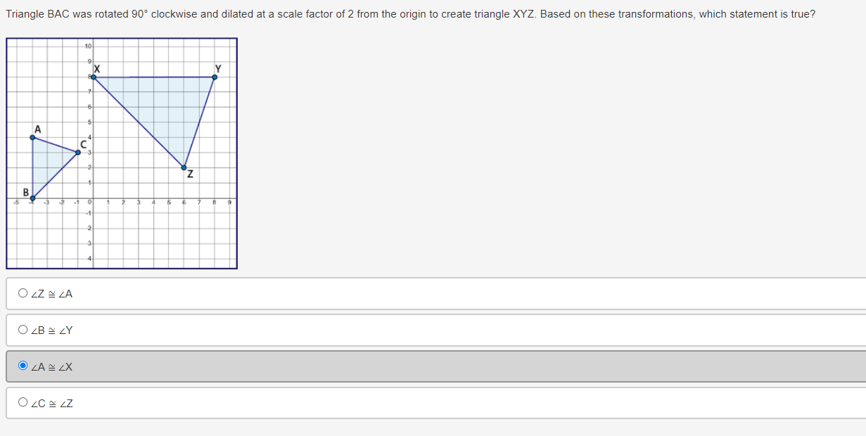 Triangle BAC was rotated 90' clockwise and