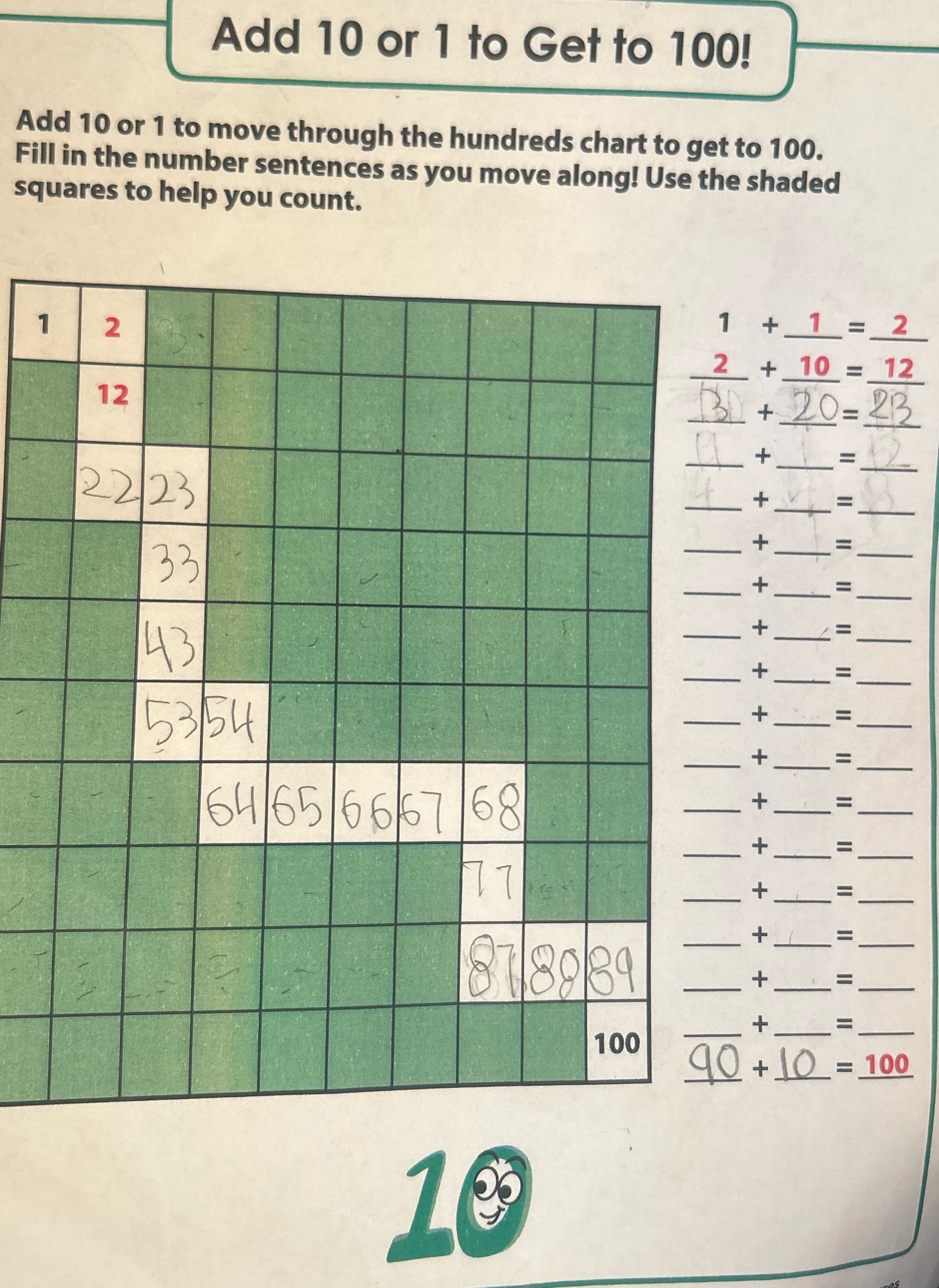 Add 10 or 1 to Get to 100! Add 10 or 1 to move