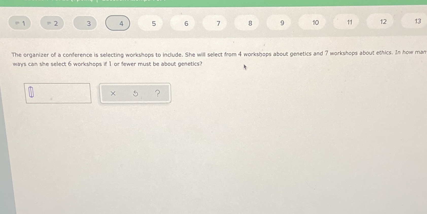=1 = 2 3 4 5 6 7 8 9 10 11 12 13 The organizer of