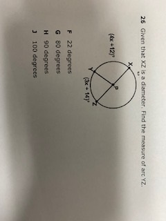 26 Given that X2 Is a diameter, Find the measure