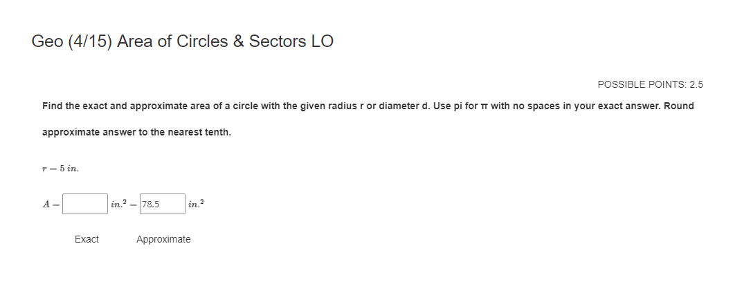 Geo (4/15) Area of Circles & Sectors LO POSSIBLE