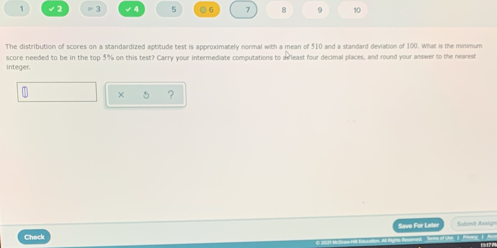 1 v 2 5 6 7 8 9 10 The distribution of scores on