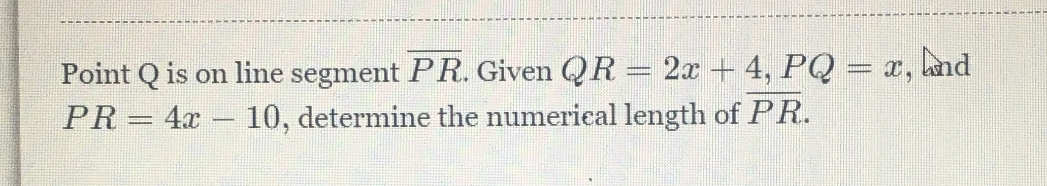 what is the answer? Point Q is on line segment P