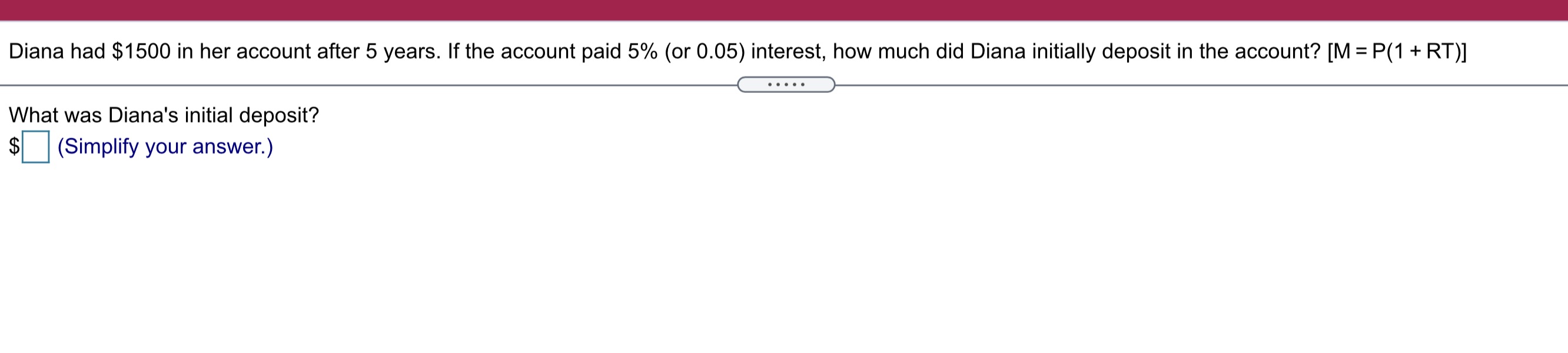 Diana had $1500 in her account after 5 years. If