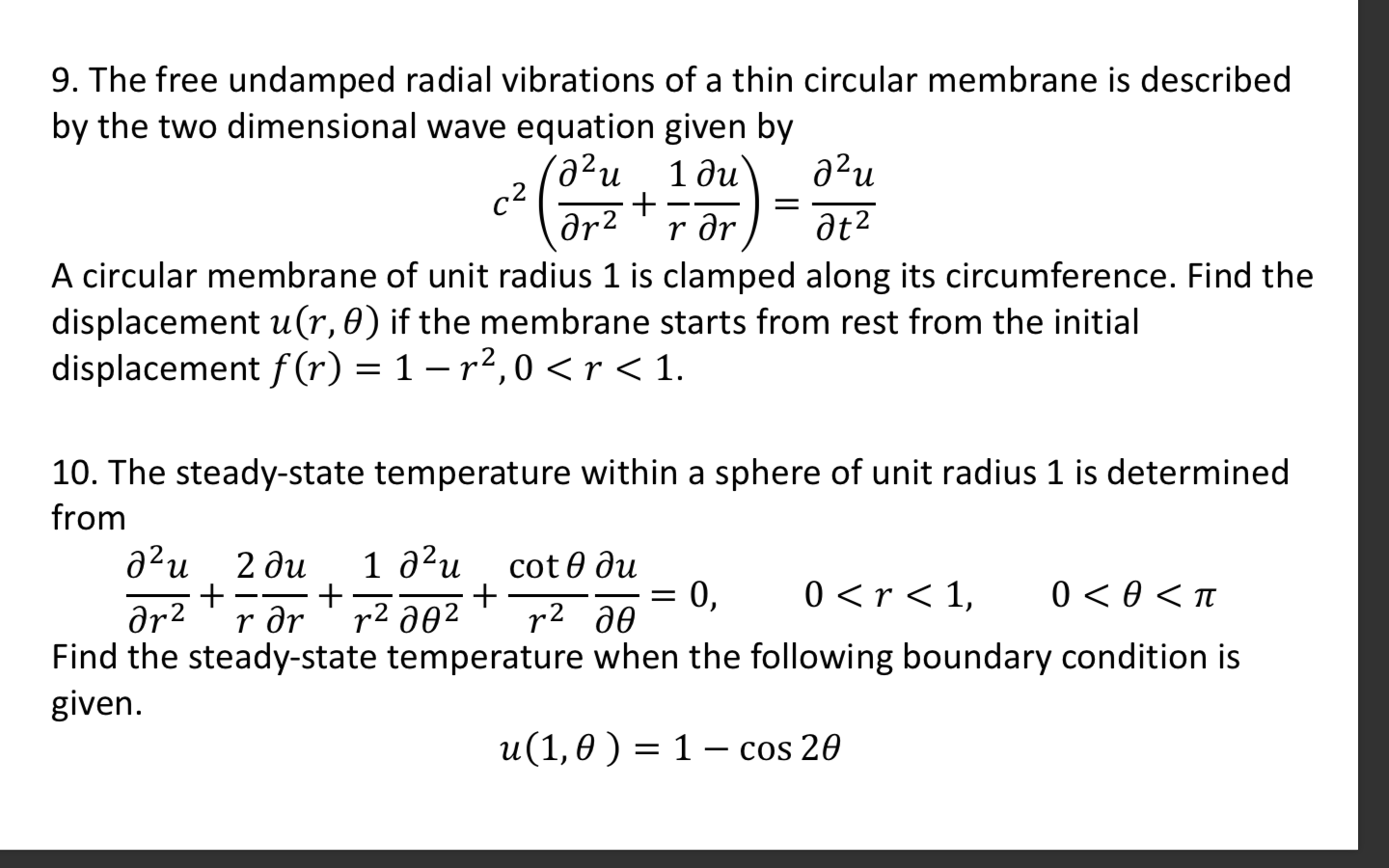 Question Number 10 9. The free undamped radial