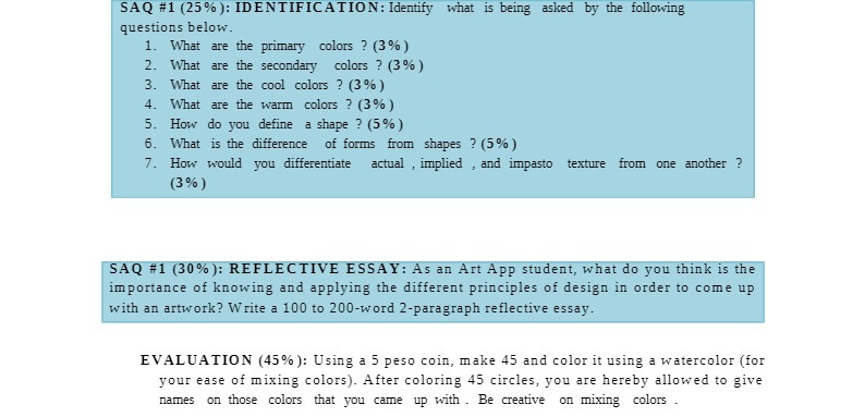 SAQ #1 (25% ): IDENTIFICATION: Identify what is