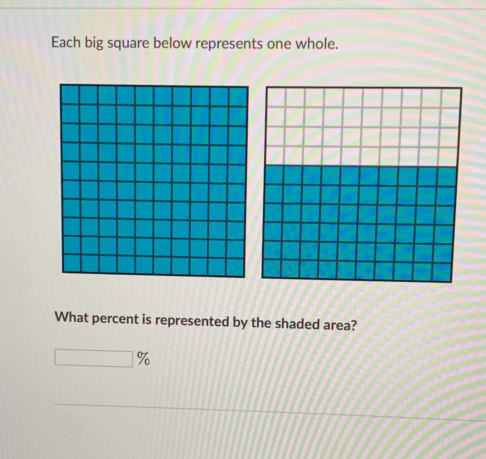 Each big square below represents one whole. What