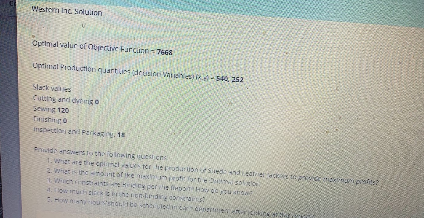 Linear programming sensitivity and interpretation