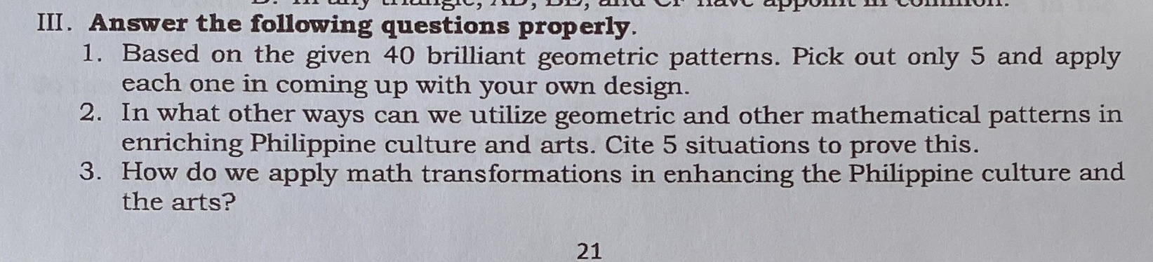 Page 21. Kindly write the answer and solution on