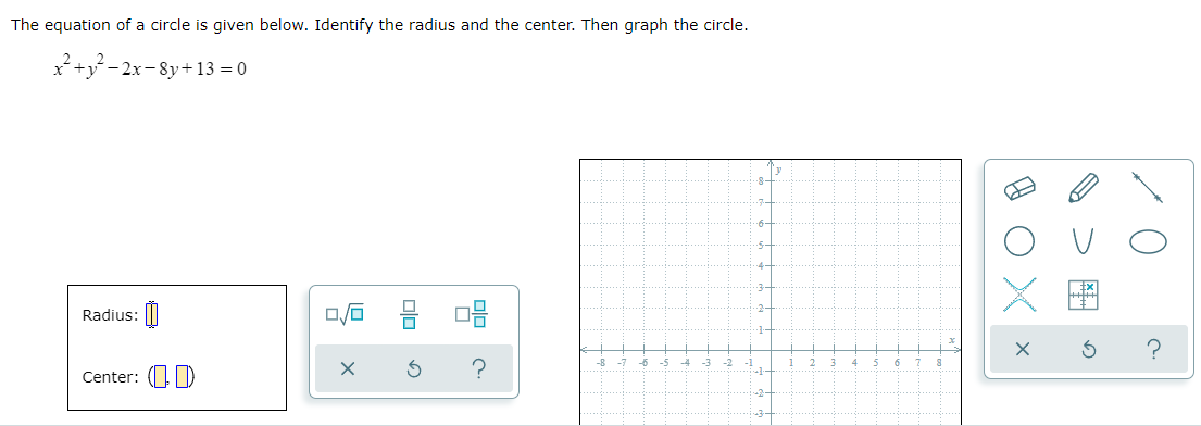 question 1 The equation of a circle is given