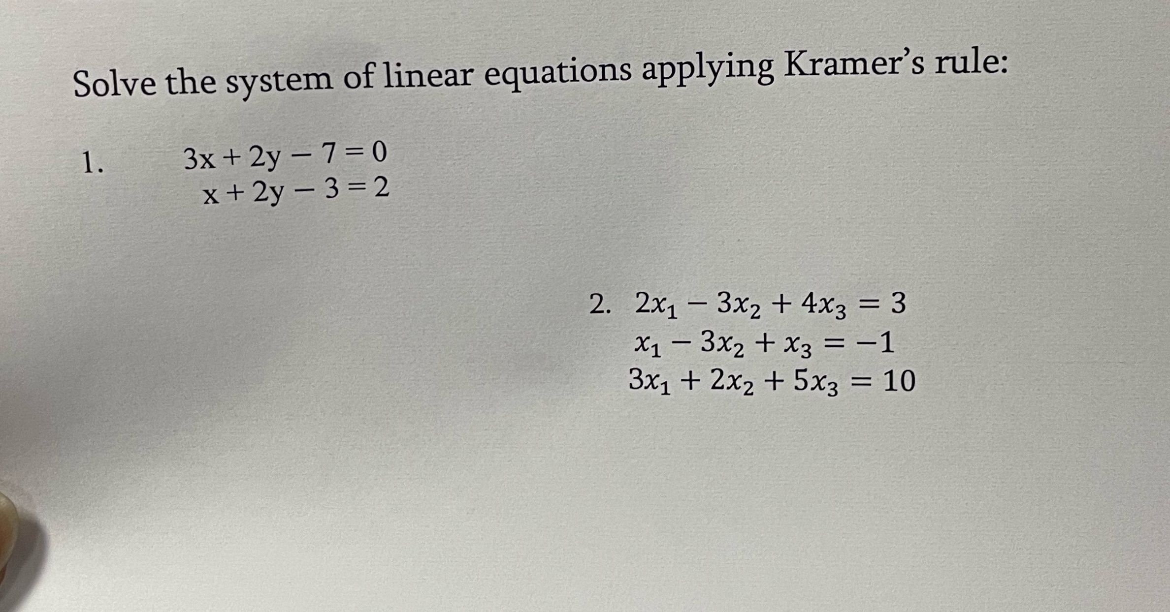 Solve the system of linear equations applying