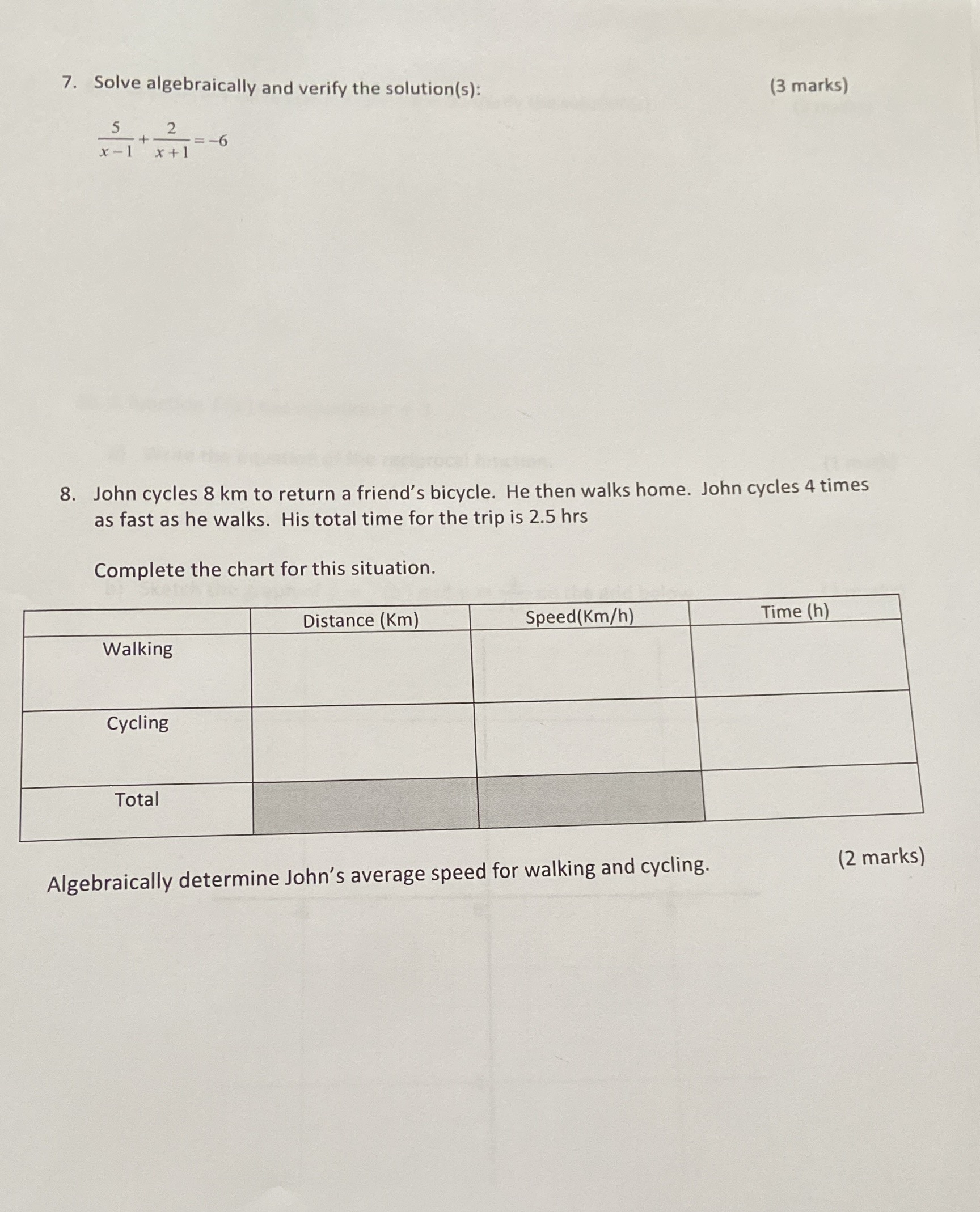 7. Solve algebraically and verify the