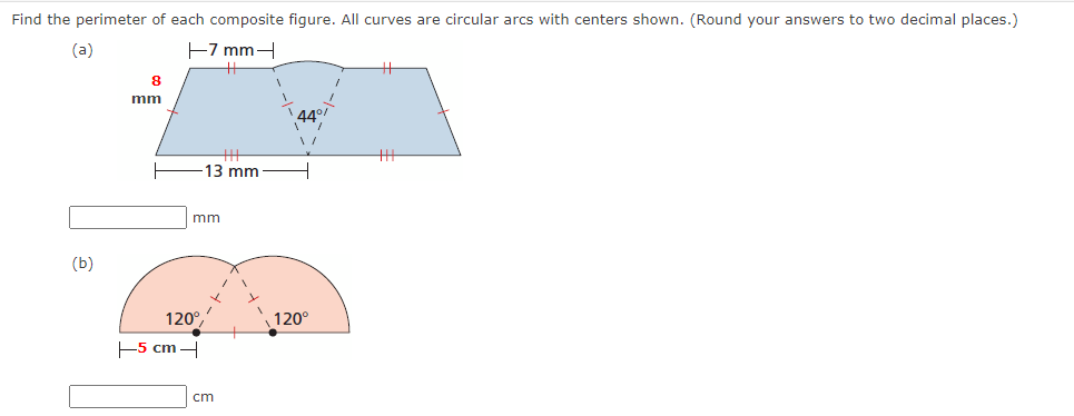 Find the perimeter of each composite figure. All