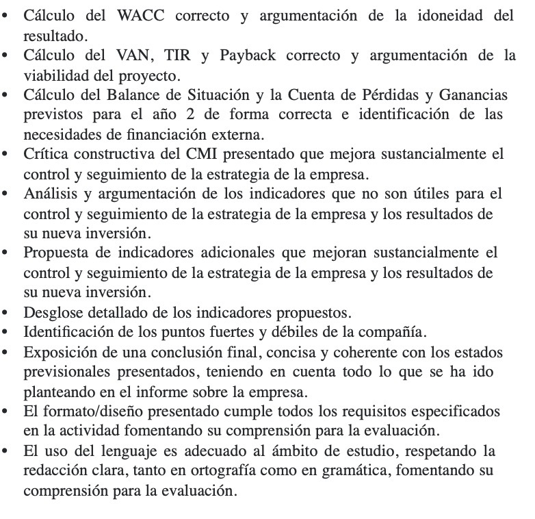 Calculo del WACC correcto y argumentacion de la