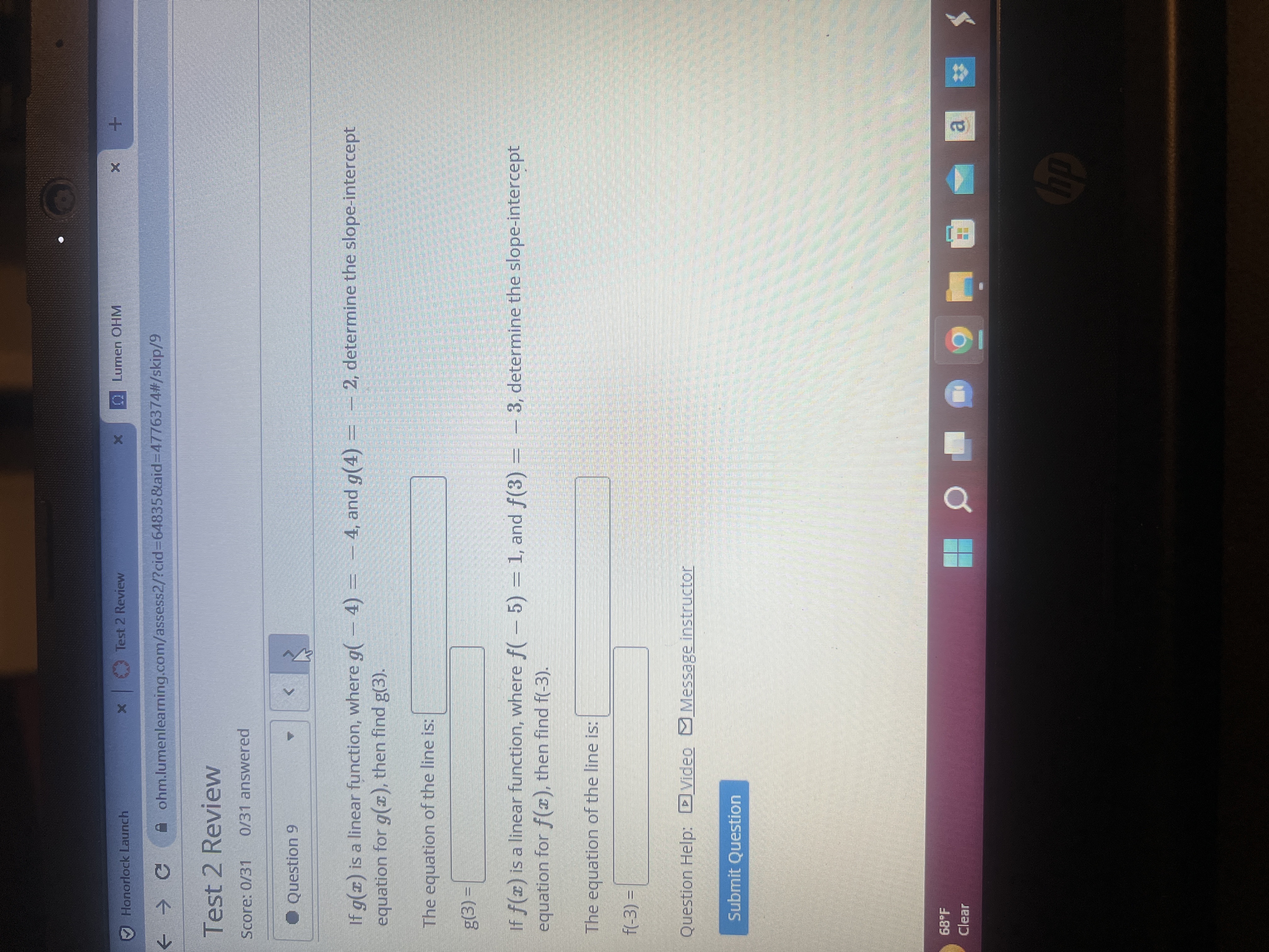 Honorlock Launch x Test 2 Review Lumen OHM X