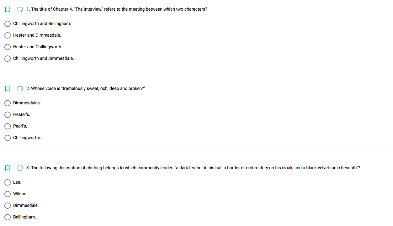 Reading Comprehension Quiz- The Scarlet Letter