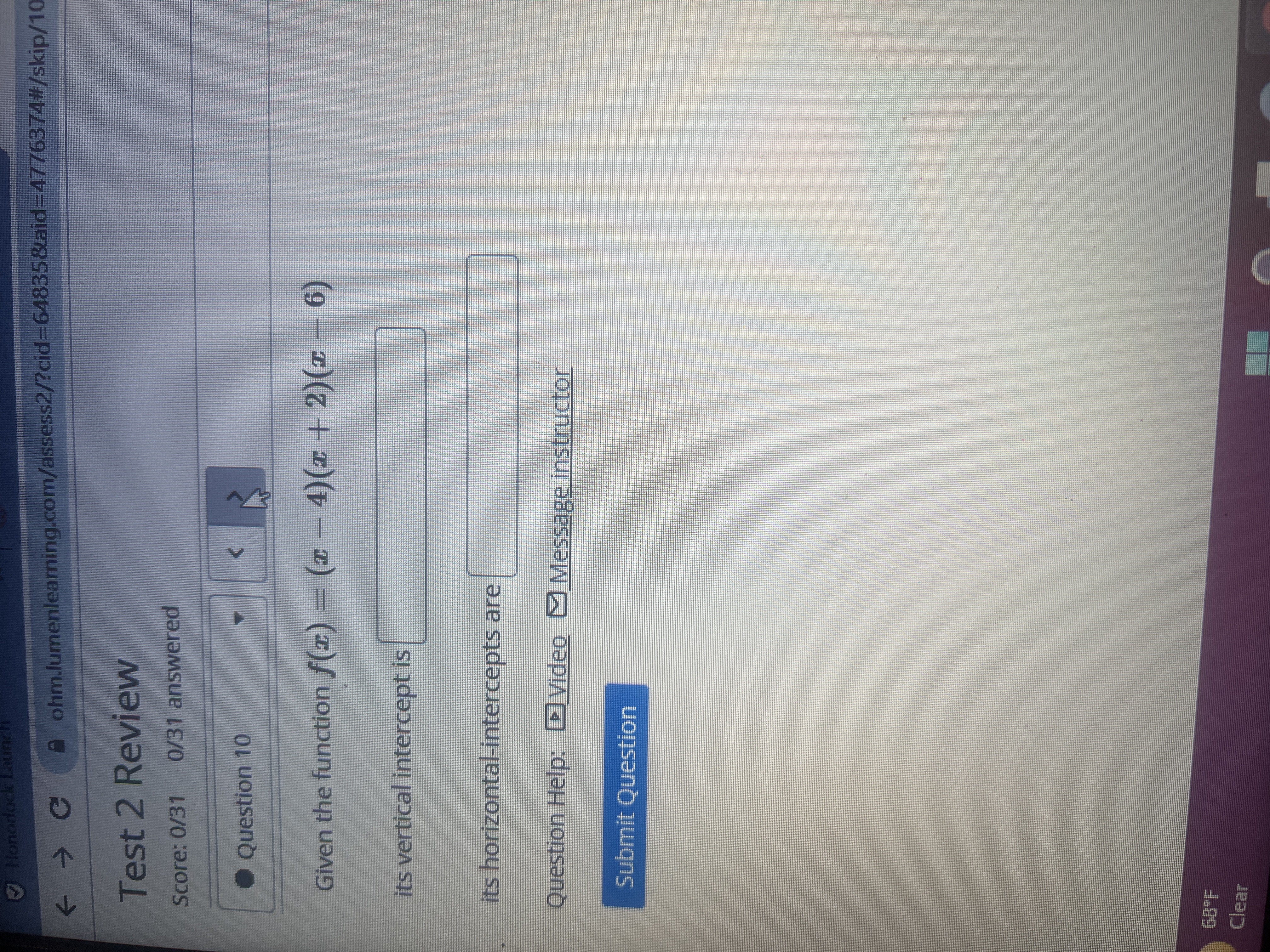 Honorlock Launch x Test 2 Review Lumen OHM X