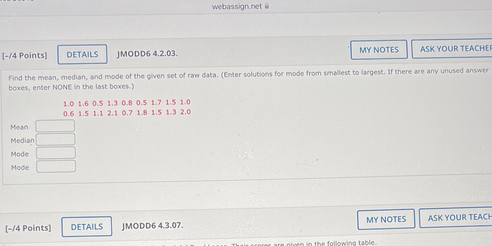 webassign.net a [-/4 Points] DETAILS JMODD6