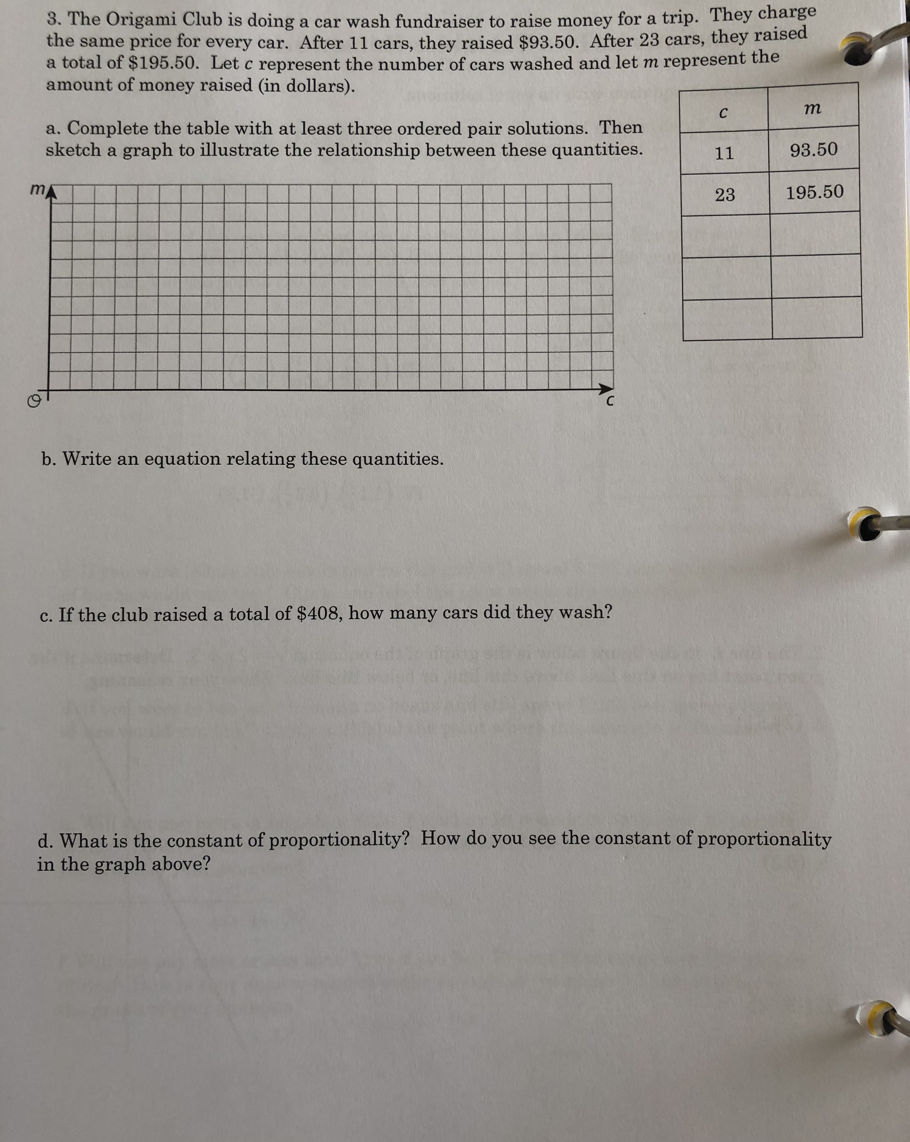3. The Origami Club is doing a car wash