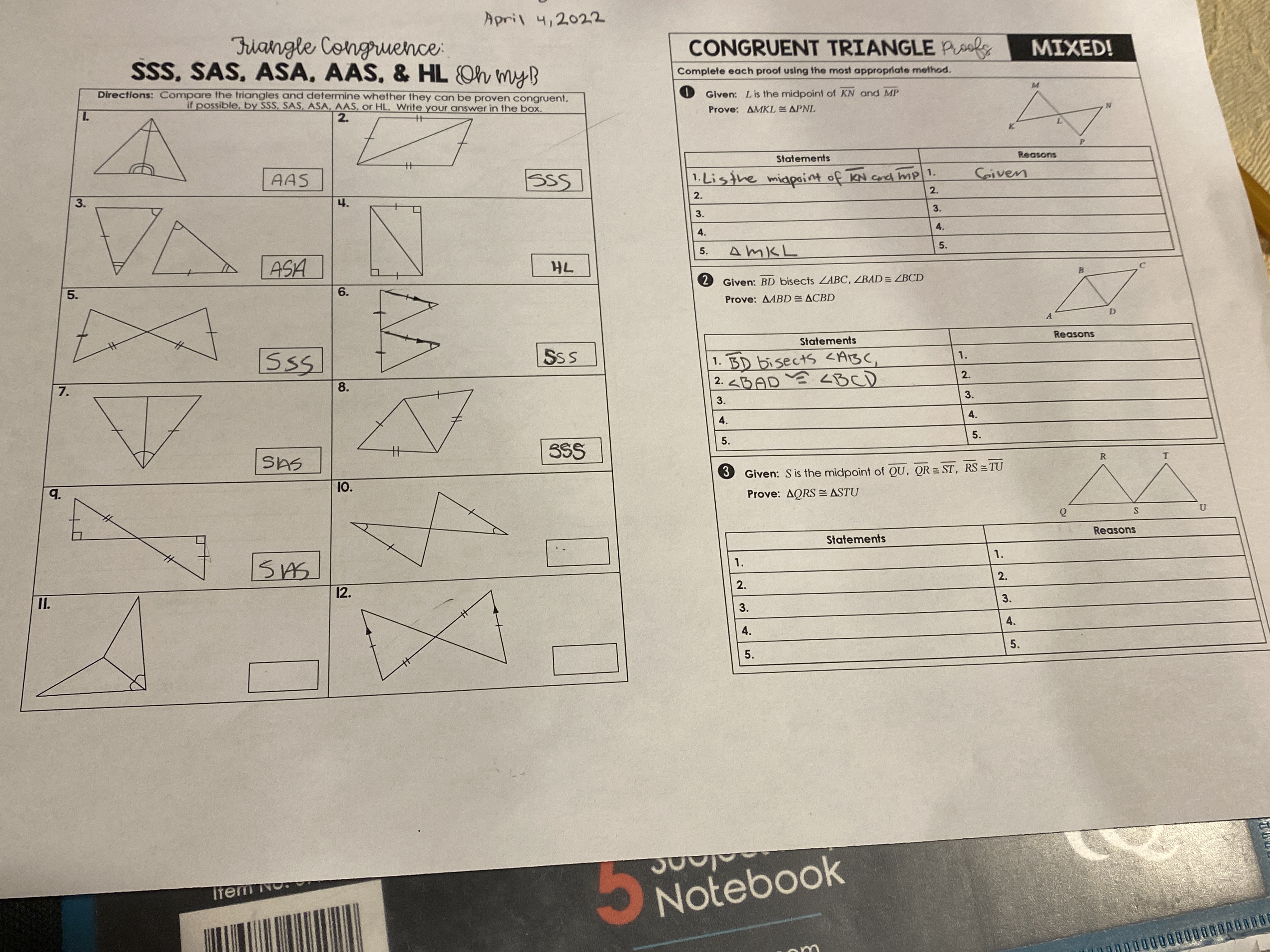 April 4 , 2022 Juangle Congruence: CONGRUENT
